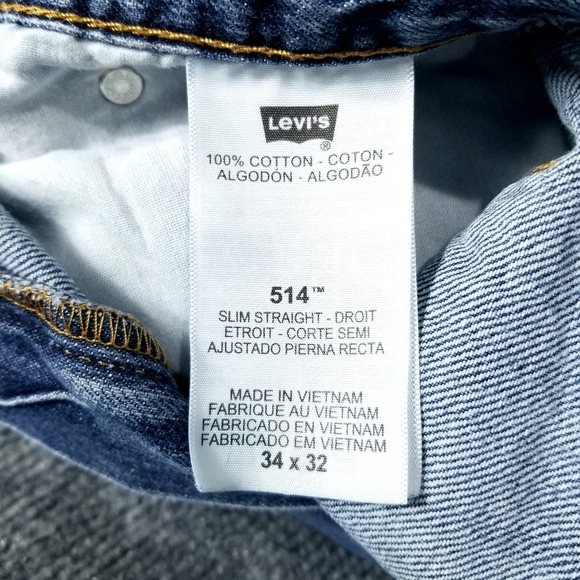 Levi's 514 Men's Jeans Slim straight-Droit Denim Blue size 34×32 - Picture 7 of 9